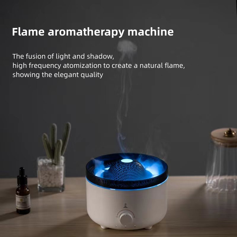 560ml Quiet Flame Humidifier Diffuser With 7 Color LED Lights And Auto Shut Off