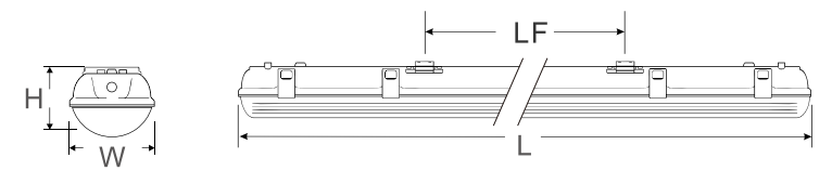 Ceiling Fixture IP65 2FT/4FT/5FT LED Tri-proof Light 40W 1200x80x72mm