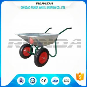China Durable Heavy Duty Wheelbarrow , Two Wheel Steel Wheelbarrow Wide Stance Legs on sale