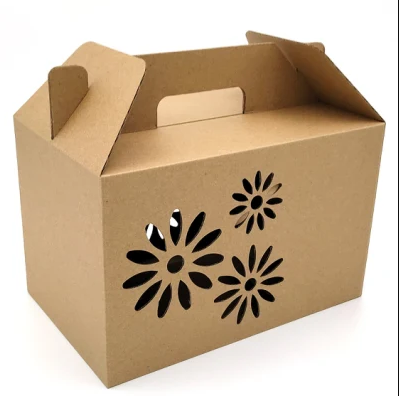 Recycled Corrugated Packaging Box Brown Kraft Hollow Carved Design Gift Packaging Box