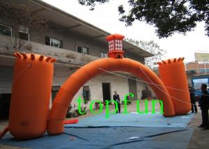 China Customized Orange Inflatable Entrance Arch with 2 Big Pillar , CE EN Approval on sale