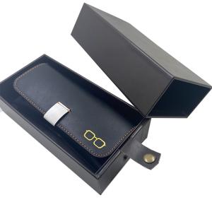 Quality Hard cardboard Custom PU box , PU drawer eyeglasses box wholesale