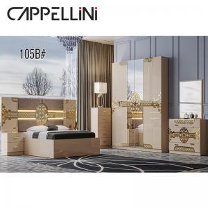Quality Turkish High Glossy Bedroom Sets Furniture MDF Wood King Size Storage Bed wholesale