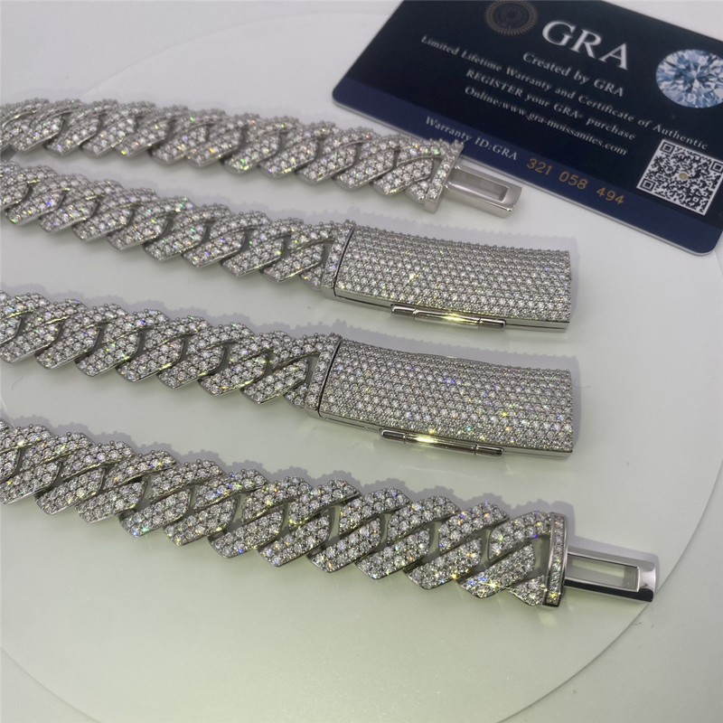 Hip Hop Moissanite Cuban Chain 20mm Wide Gra Moissanite Diamond For Rapper
