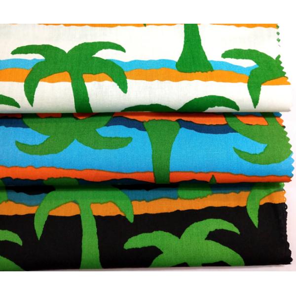 Custom Printing 40s 133*72 100% Cotton Coconut Tree Printed Poplin Fabric Cloth for Garment and Home Textile Cotton Fabric Roll
