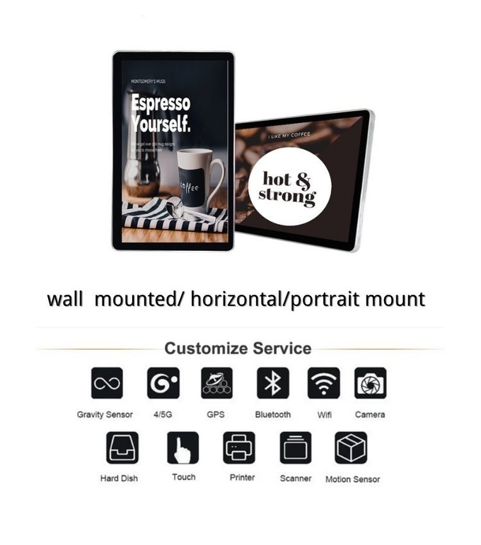 Advertising Wall Mounted Digital Signage Android HD Intelligent 43 Inch