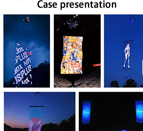 P15 Smart Control IP68 LED Drone Screen Programmable Flexible Tranceparent Screen for Concert Shows Flag Logo Display Weddings and Birthday Parties