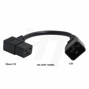China UPS PDU Power Cord Adapter Right Angle IEC320 C19 to C20 16A 250V 3 Prong Extension on sale