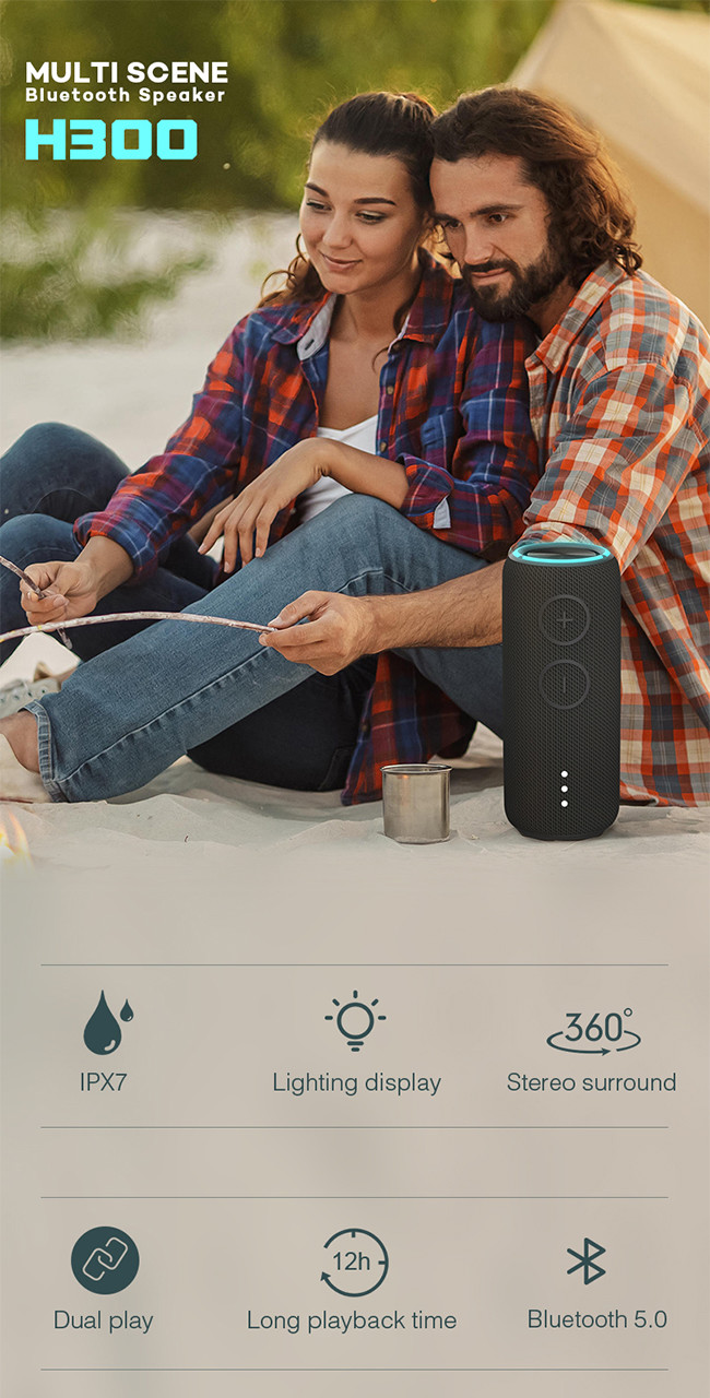 30W Wireless Fabric Bluetooth Speaker With 11 Hrs Working Time Waterproof IPX7