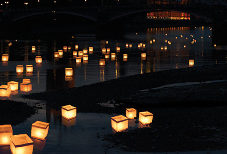 Factory direct export paper square water lantern blessing wishing lamp large size 15*15*15cm size gold