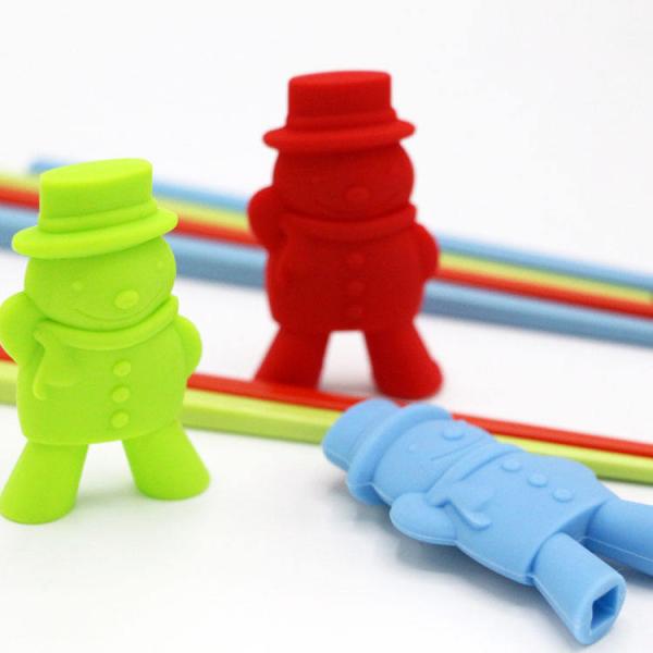 Cartoon Snowman Shaped Flatware Silicone Chopsticks Holder Chopstick Head For Kid