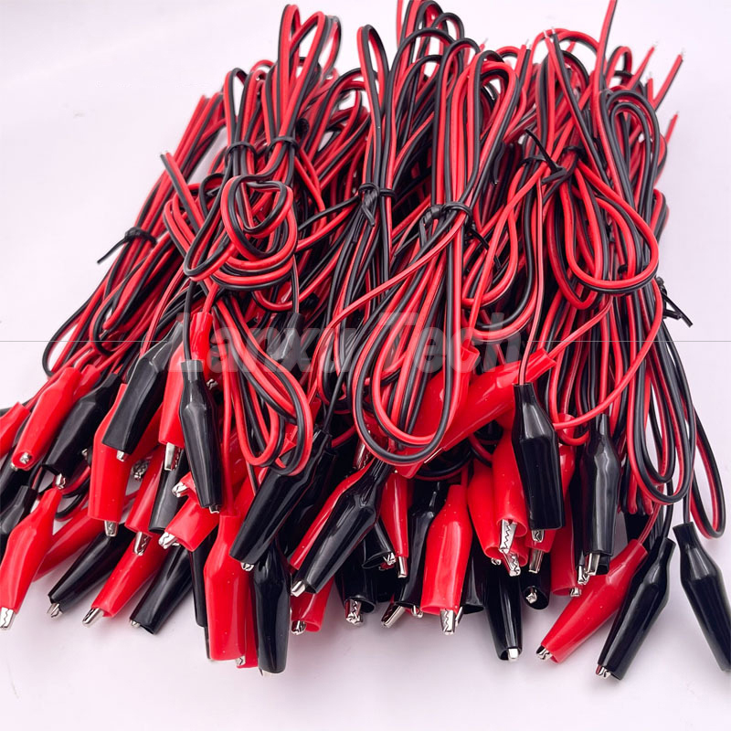 12v Black Red Electrical Test Leads Jumper Wire Alligator Crocodile Clips Cable