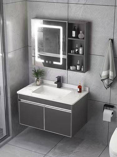 Modern Handle-Free Design YALIG Gold Makeup Organizer for Bathroom Vanities and Sinks
