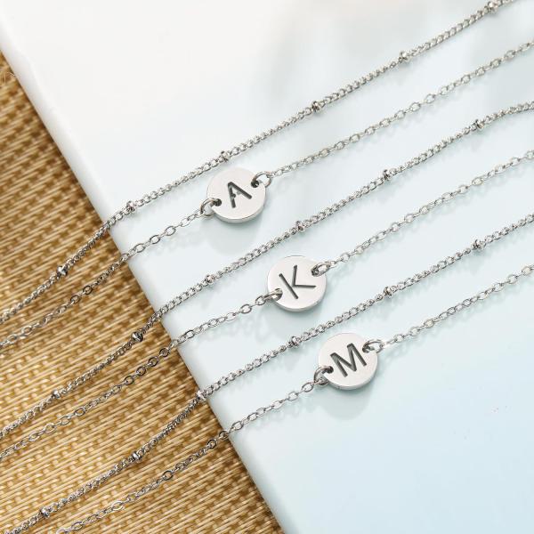 Initial Letter 18k Stainless Steel Bracelets A To Z Silver Link Hand Hand Chain Bracelets