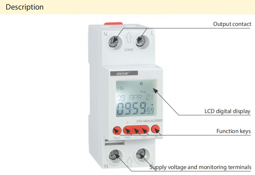 DT9-163 2-MODULE Programmable Switch AC/DC12V-240V AC 230V 50-60Hz 63A/AC1