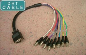 Quality 1ft 0.3m Custom Cable Assemblies , HD 15M / 8 x BNC Female Custom VGA Cable wholesale