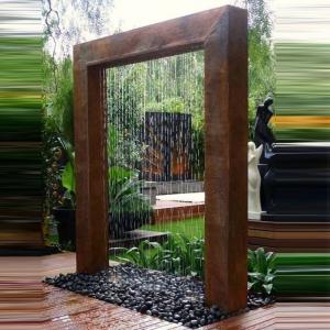 Quality Garden Decor Gate Design Corten Steel Fountain Water Feature Sculpture wholesale