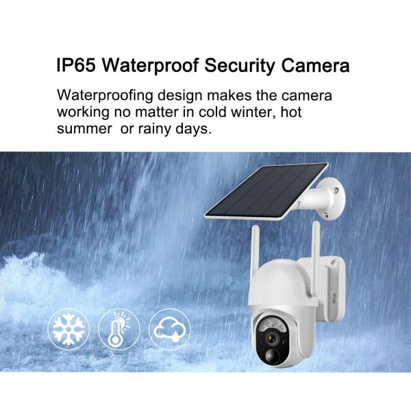 2K FHD Outdoor Wifi Camera Battery Powered 2.4Ghz Solar PTZ Camera