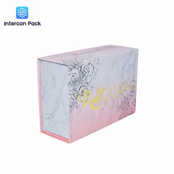 Gold Foil Luxury Gift Packaging Boxes Folding Pink Magnetic Gift Box