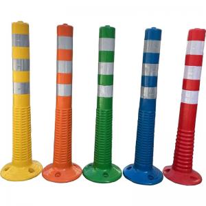 China 75cm High Resilience Reflective Delineator Post Colorful Spring/ Elastic Traffic Warning Post on sale