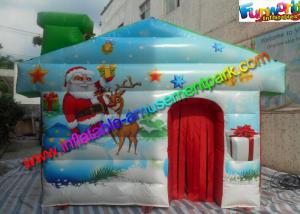 Quality Customized Inflatable Christmas Decorations , PVC Inflatable Santa Grotto House wholesale