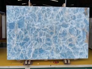 China Backlit Wall Panel Translucent Crystal Agate Stone Blue Marble Onyx Slab on sale