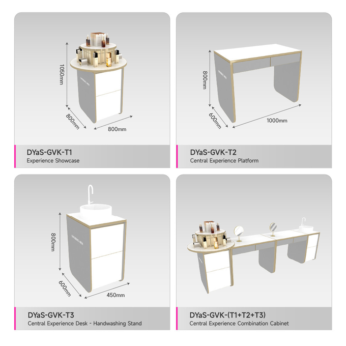 Skincare Store Display Furniture Gray Circular Retail Experience Display Stand for Cosmetic Shop Fitting and Perfume Shop Design