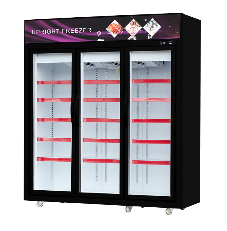 Luxury Aluminum Commercial Display Freezer / 2 Door Supermarket Upright Display Fridge