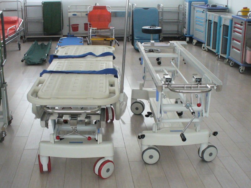 Alloy Aluminum Hospital Stretcher Trolley, Transfer Cart With Central Controlled Braking System ALS-ST009
