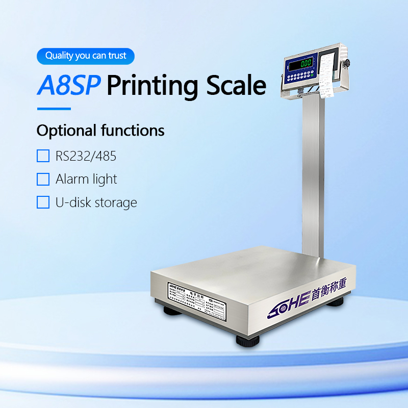A8SP 60cm*80cm All Stainless Steel Square Pole Printing Industrial Platform Scale