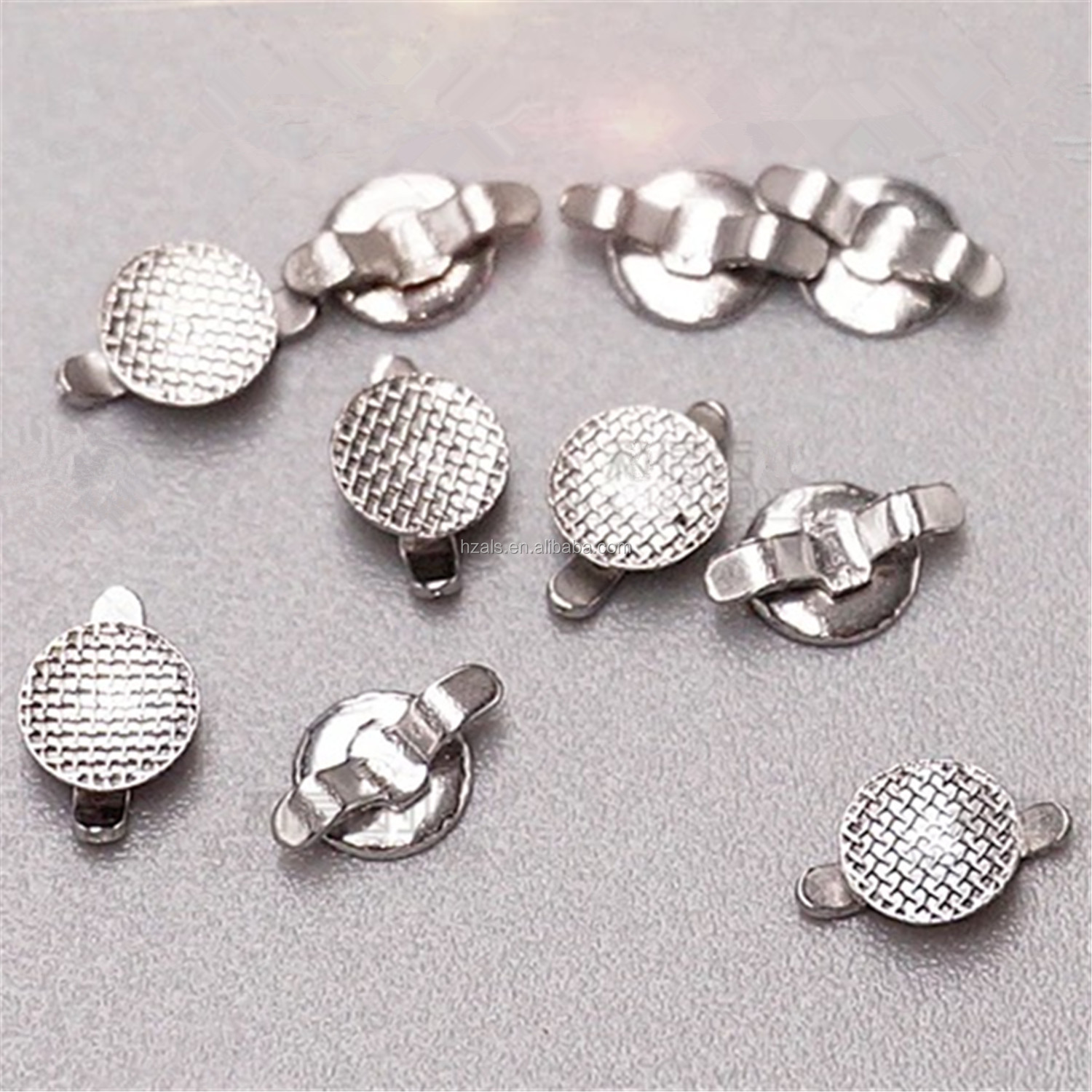 MFDS Safety Standard 10pcs/pk Dental Stainless Steel Orthodontic Bondable Double Hooks Lingual Buttons with Long Arm