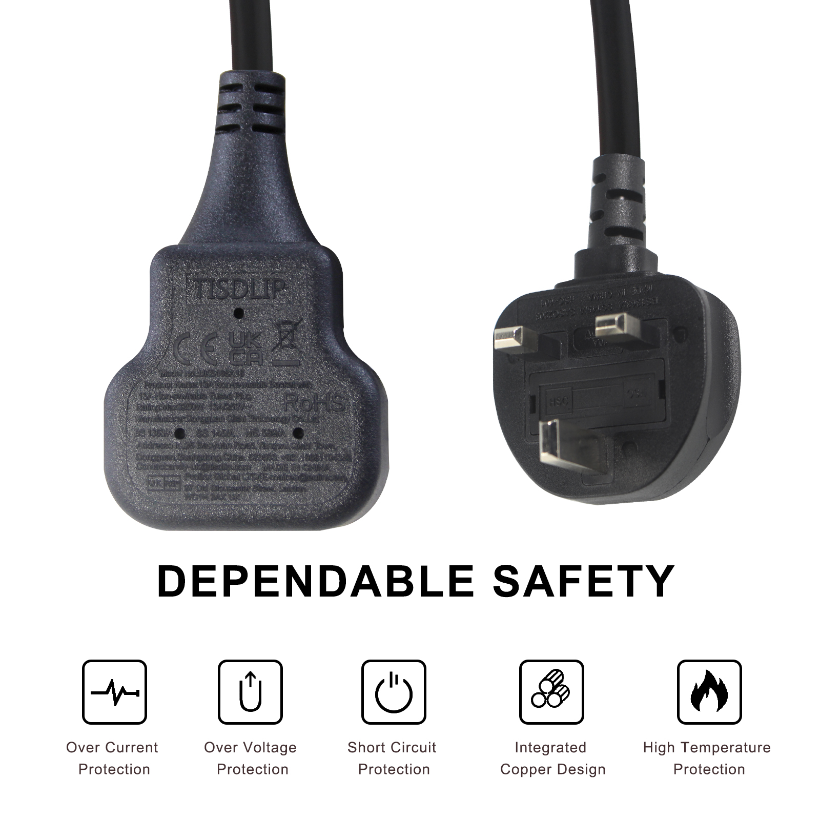 1M Electric Power Cord 13A 250V Ac Extension Cable For Rice Cooker