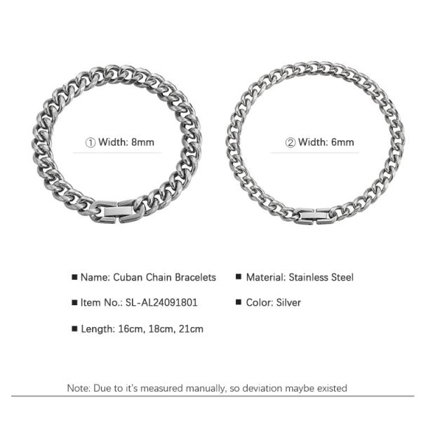Custom 18k Stainless Steel Bracelets 6mm 8mm Cuban Link Bracelet Men