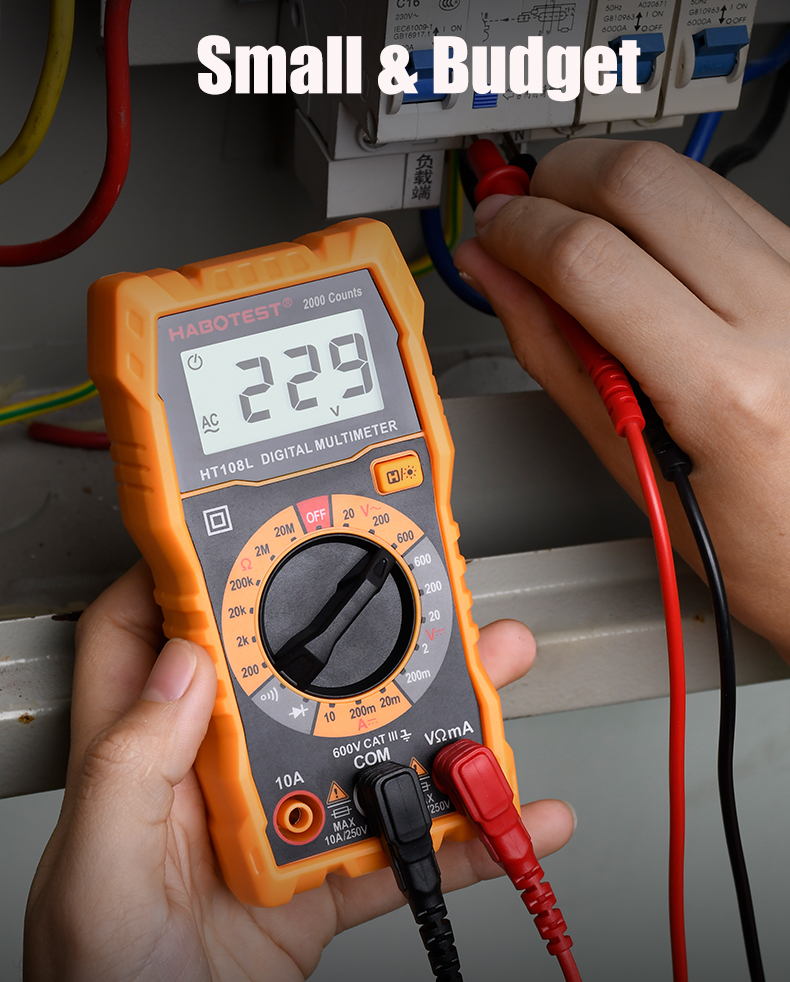 Cheap Budget HT108L Multimeter Digital Ohm Voltage Ampere Resistance 2000 Counts 600V AC DC Voltage Meter Multimetro