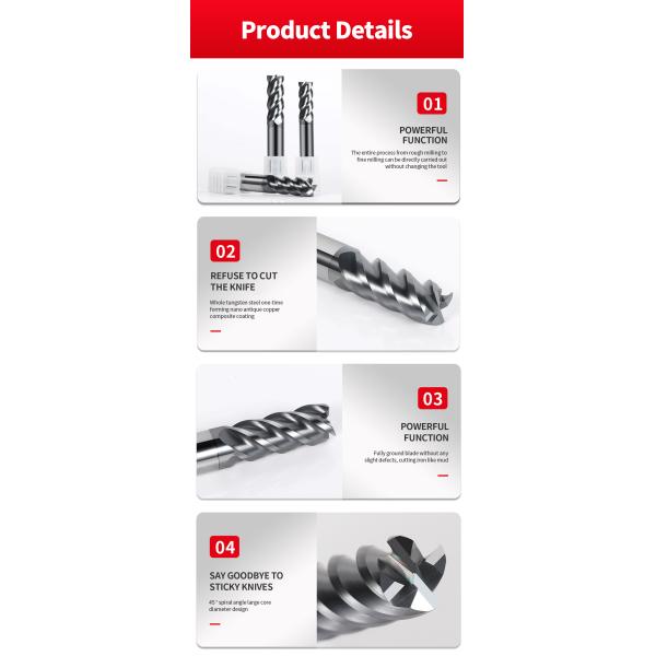 Four Blade Four Slot Cutters 4 Flutes End Mills For Steel