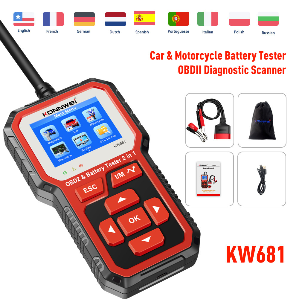 ABS 12V 2.4in TFT Car Battery Tester OBD2 Scanner 2 In 1 CCA