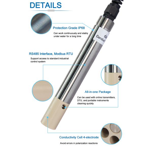 Conductivity Cell 4-Electrode Digital Conductivity Sensor For Water Online Detecting