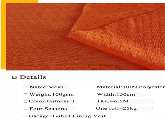 Sportswear Footbal Vest Mesh Fabric FDY Warp Knitted 100% Polyester