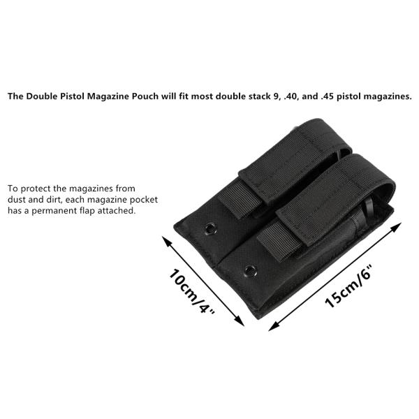 Molle Double Pistol Mag Pouch Single Double Stack Magazine For 9mm/.40 Calibers Glock
