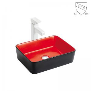 Quality Commercial Table Top Bathroom Utility Sink Ceramic Red And Black Wash Basin wholesale