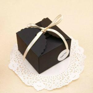 China LSX Black Paper Boxes Birthday Wedding Favour Bomboniere Cake Candle Gift Boxes on sale