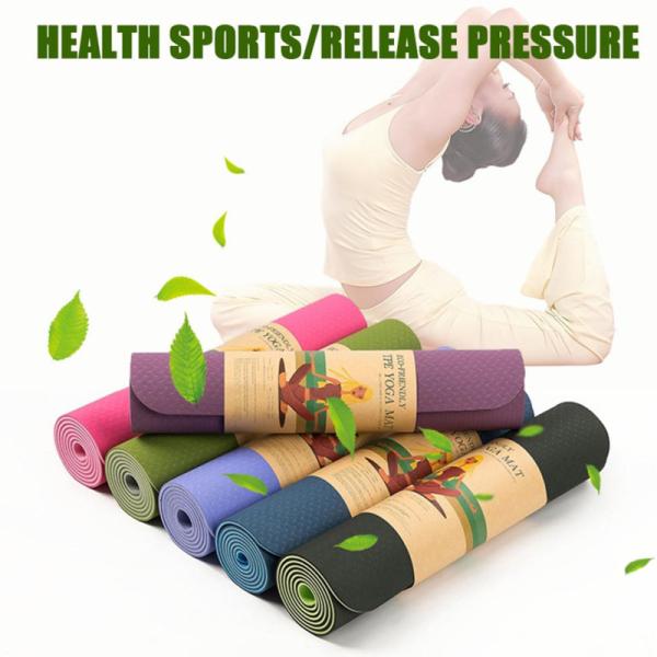 Blue Double Side TPE Yoga Mat , 6mm Non Slip Yoga Mat With Position Line