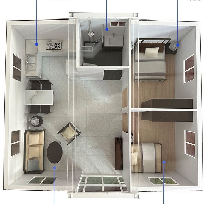 20ft Expandable Container House with Kitchen Modern Design Fully Furnished 2 Bedroom Portable Living from Customized