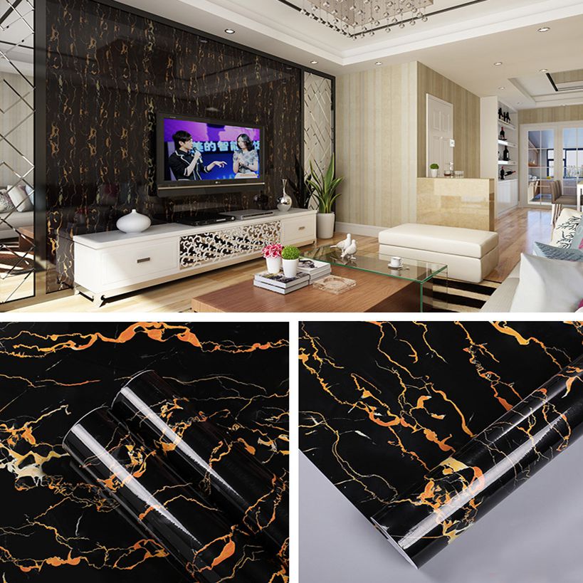 Smoke-Proof White Marble Sticker Wall Paper Kitchen Wall Stickers Wallpaper Vinyl Film Counter Stick Waterproof Removable