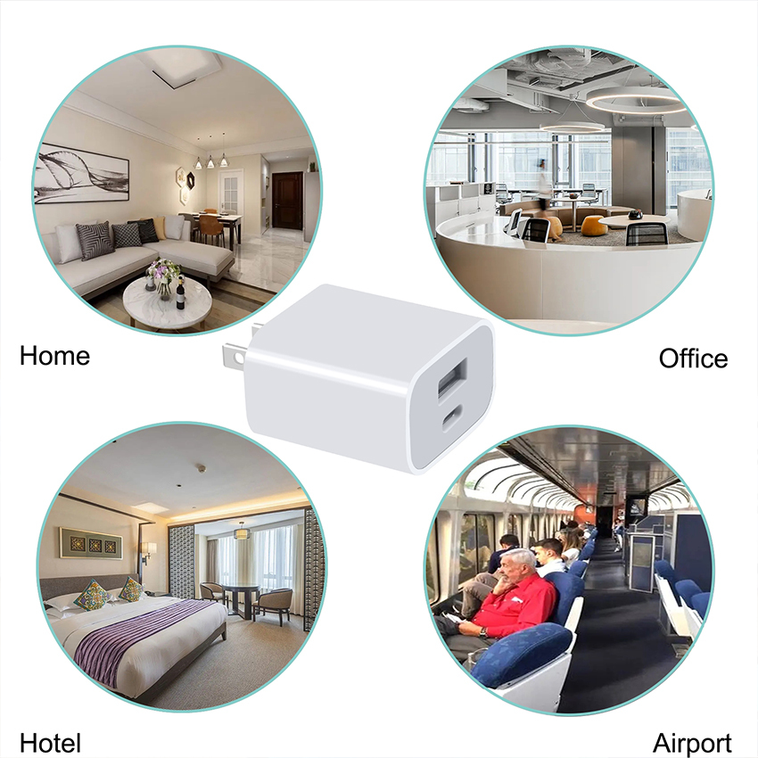 US 2P PD (Power Delivery) Charger with USB - C and USB - A Ports 18w