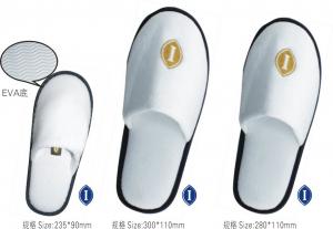 China Embroidery Logo Disposable Slippers For Guests Male 300*110mm Female 280*110mm on sale