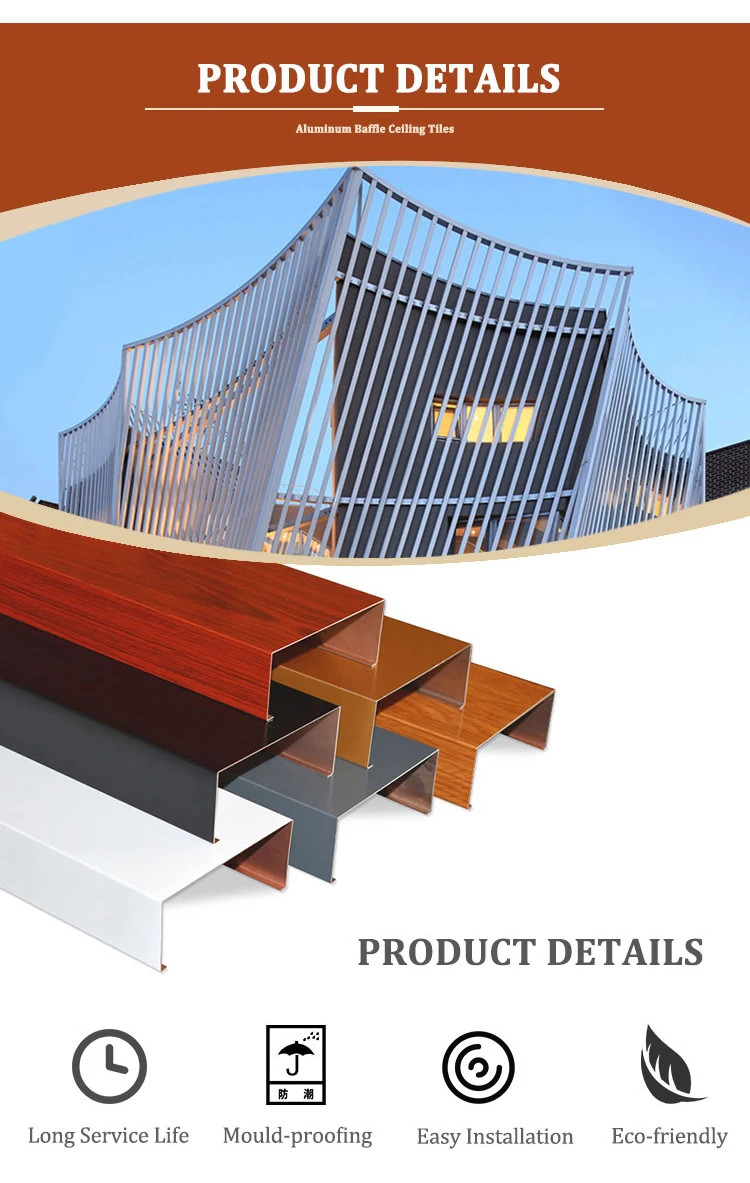 Fireproof Suspended Strip Aluminium Ceiling Tile For Indoor Decoration