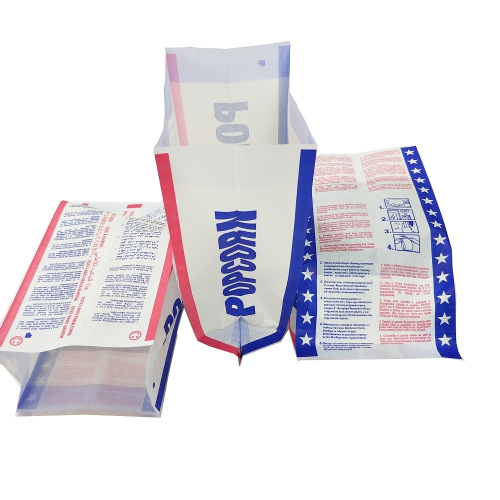 Disposable Popcorn Packaging Bags 100 Microns Individual Popcorn Bags Greaseproof