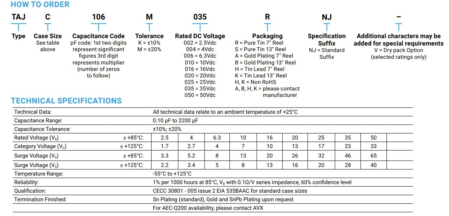 TAJD227K010RNJ General Purpose Capacitor 10V 220uf 227A TAJD Type
