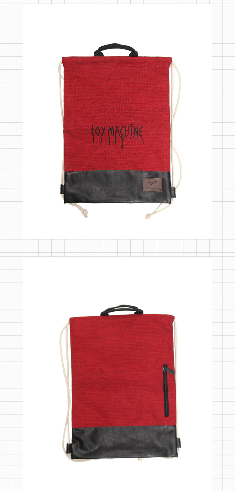 Red Color Cloth Cinch Bags , Letter Pattern Small Fabric Bags With Drawstring